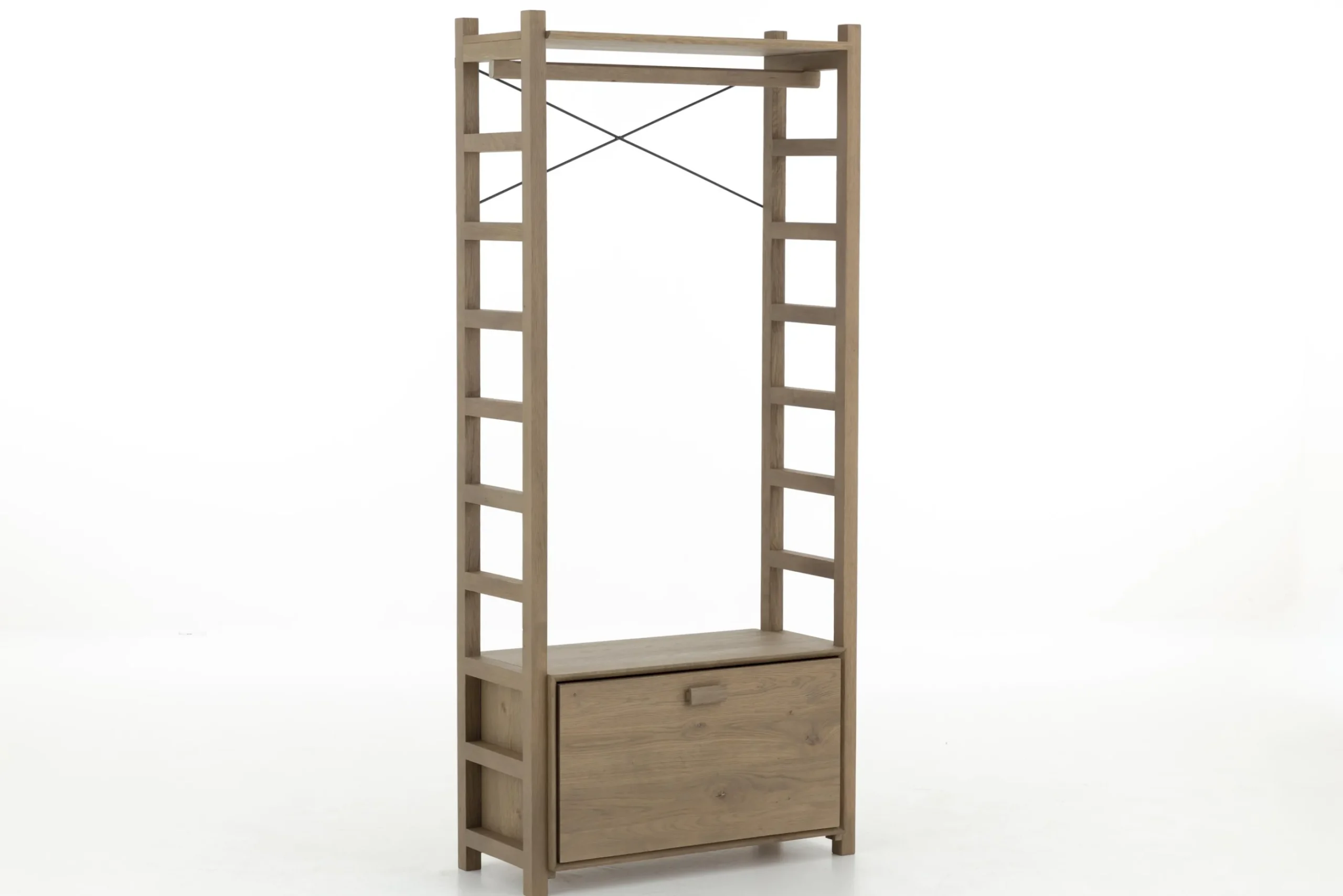 Flamant Aber, Etagere A Chaussures, Chene Patine, Avec Tringle De Placard New