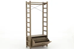 Flamant Aber, Etagere A Chaussures, Chene Patine, Avec Tringle De Placard New