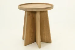 Flamant Argent, Table D'Appoint, Chene Patine, Ronde Sale