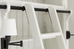 Flamant Balmore, Bibliotheque, Blanche, 2 Parties, Avec Echelle Discount