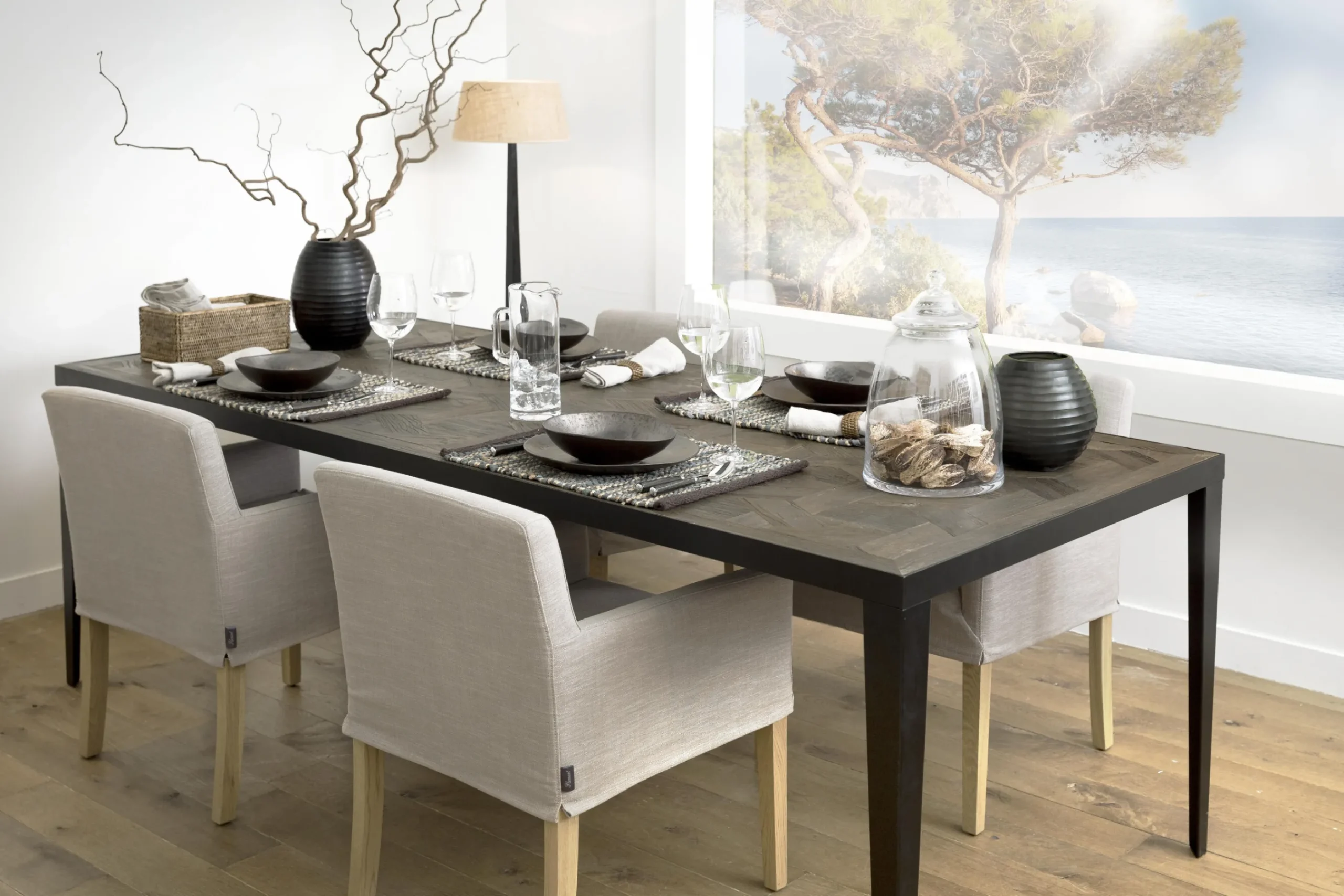 Flamant Billy, Fauteuil, Bouleau, Lin Blanc Casse Sale