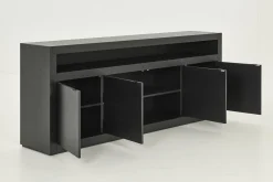 Flamant Bjorn, Buffet, Noir, 4 Portes, Avec Lumieres Led A Intensite Variable Outlet