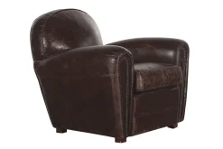 Flamant Burnham, Fauteuil Club, Marron Fonce, Cuir Outlet