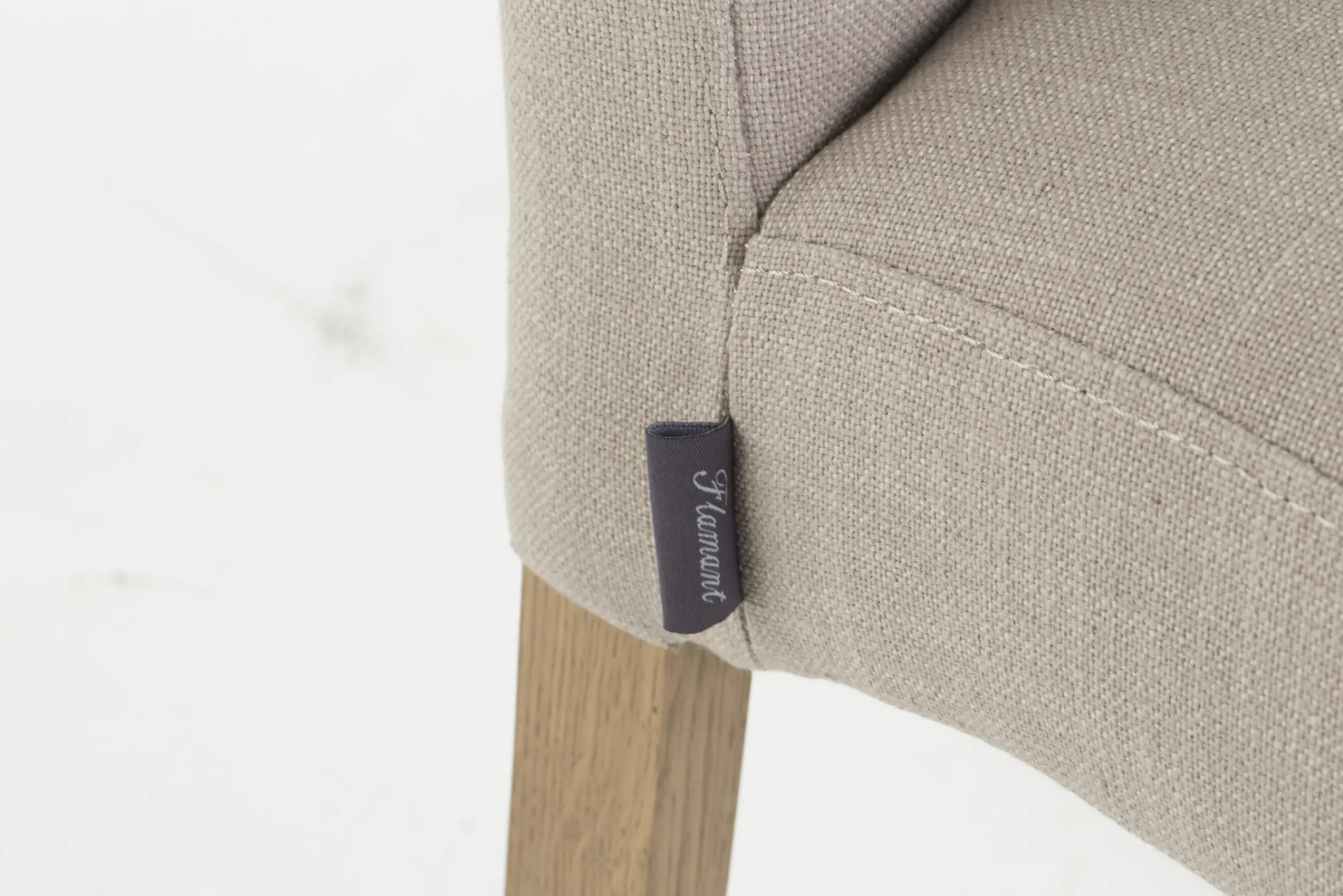 Flamant Dalya, Chaise, Bouleau, Lin Blanc Casse Discount