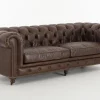 Flamant Edimbourg, Canape, Chesterfield, Cuir, Marron Fonce, Trois Places Clearance