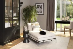 Flamant Floria, Fauteuil Lounge, Lin Naturel Et Metal Noir New