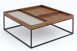 Flamant Jalon, Table Basse, Carree, Bois Et Metal Clearance