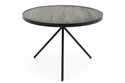 Flamant Madison, Table D'Appoint, Chene Et Metal, Ronde, 60 Cm, Marron Fonce New