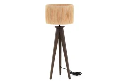 Flamant Maeve, Lampe De Table Avec Abat-Jour, Bois Et Raphia New