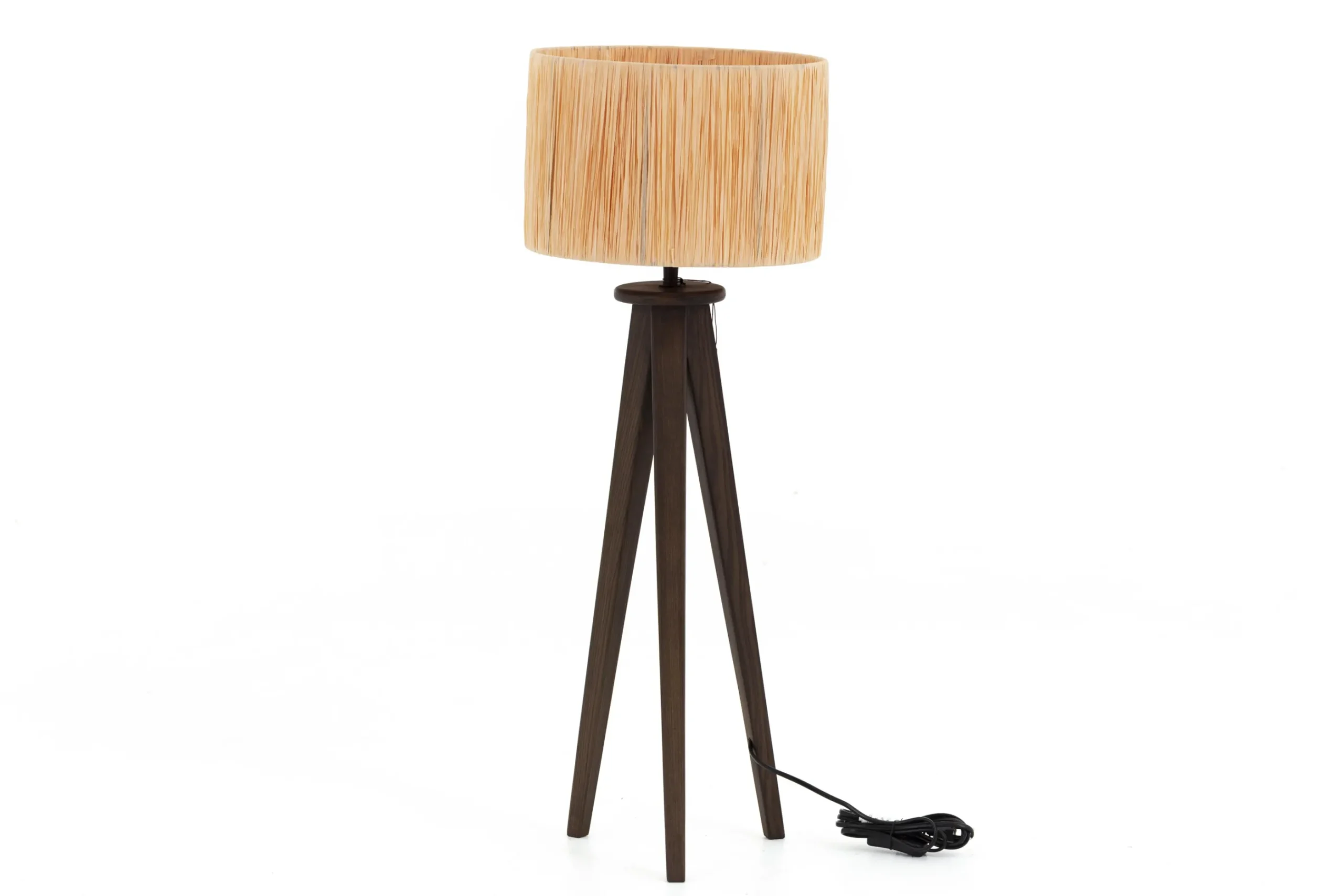 Flamant Maeve, Lampe De Table Avec Abat-Jour, Bois Et Raphia New