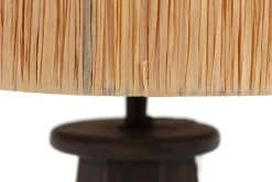 Flamant Maeve, Lampe De Table Avec Abat-Jour, Bois Et Raphia New