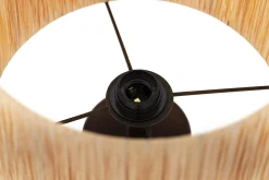 Flamant Maeve, Lampe De Table Avec Abat-Jour, Bois Et Raphia New