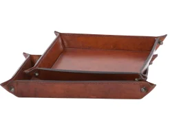 Flamant Manhattan, Plateau, Cuir Marron, L Discount