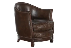 Flamant Melbury, Fauteuil Club, Marron Fonce, Cuir Clearance