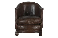 Flamant Melbury, Fauteuil Club, Marron Fonce, Cuir Clearance