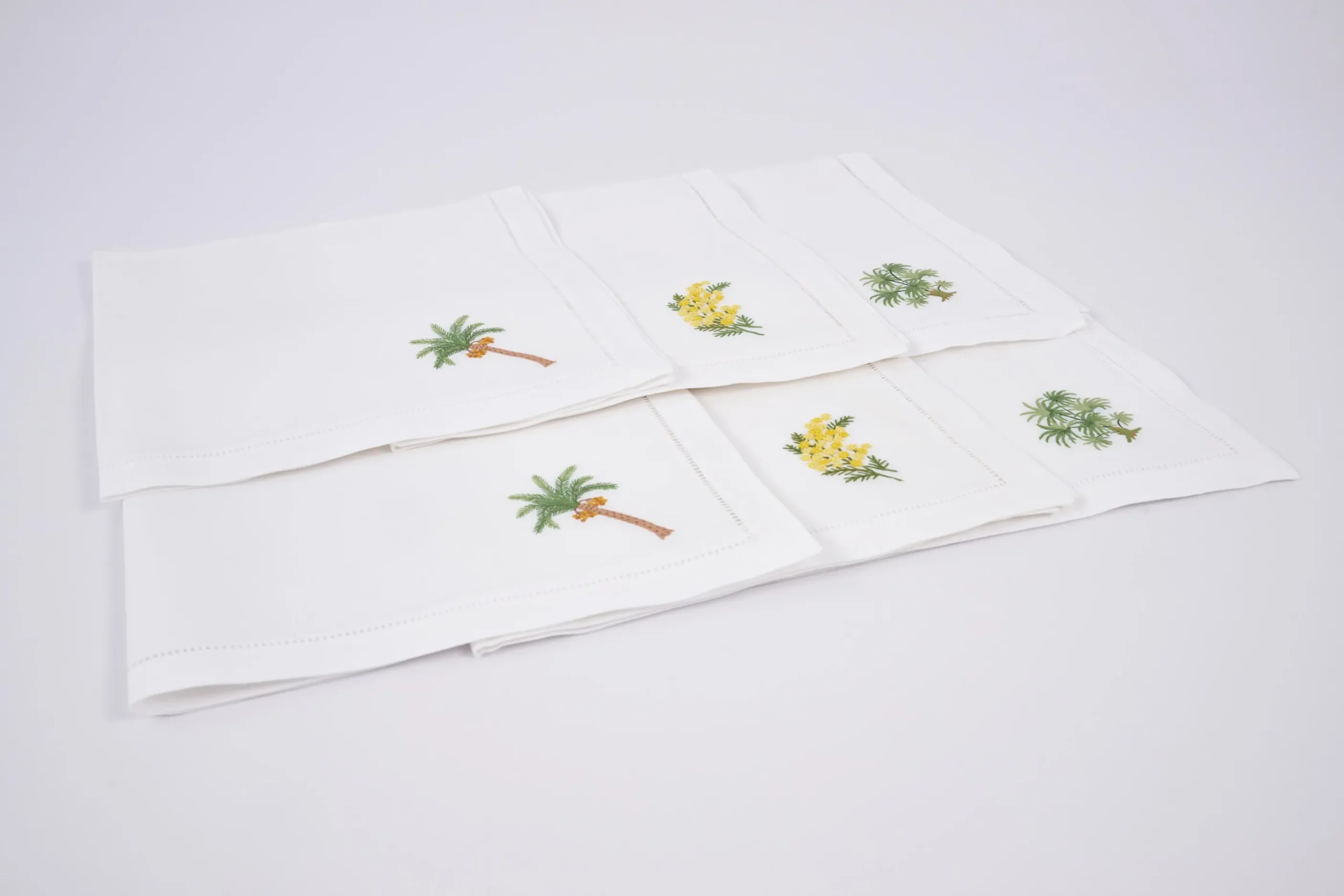 Flamant Mimosa, Serviette, Broderie, Lot De 6 Sale