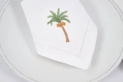 Flamant Mimosa, Serviette, Broderie, Lot De 6 Sale