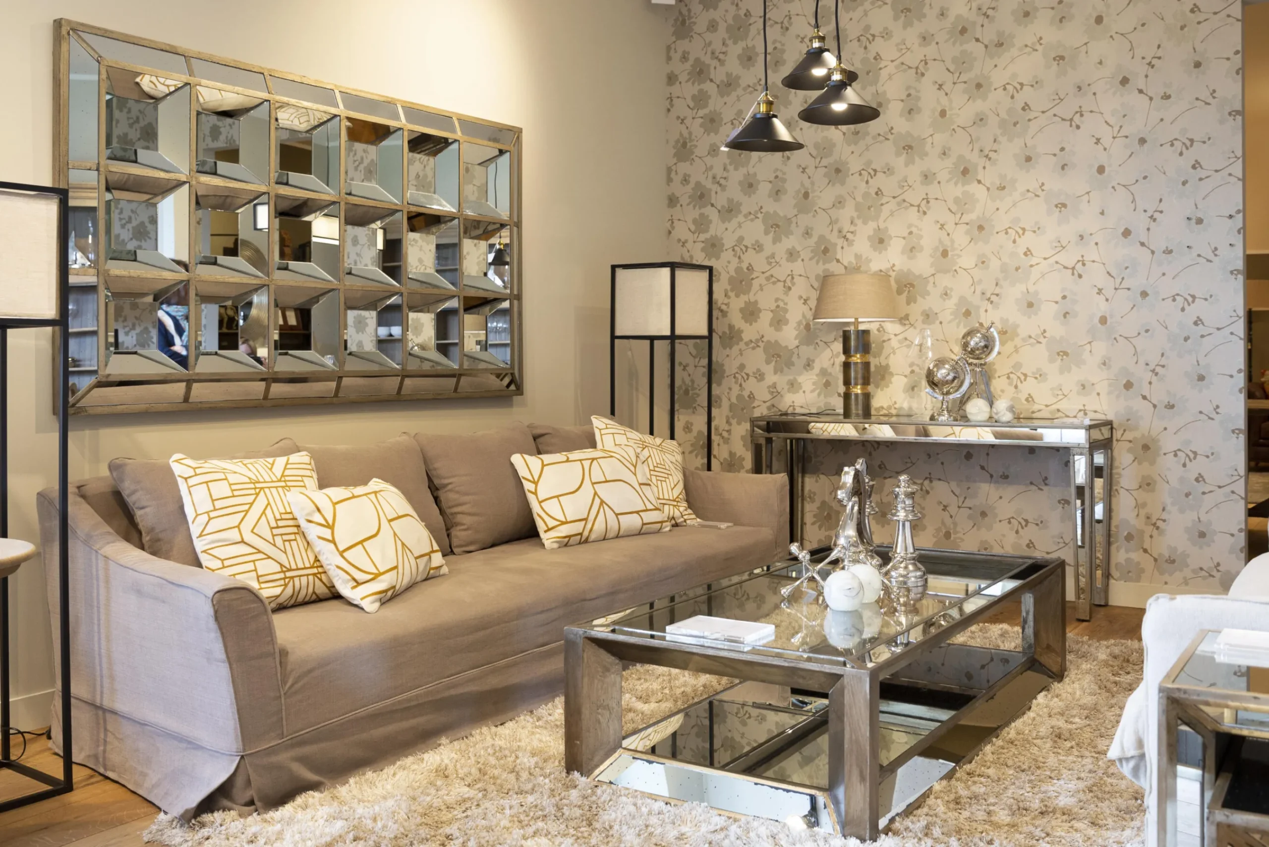 Flamant Mitchell, Table Basse, Rectangulaire, Verre Miroir Et Bois, 120X70 Sale