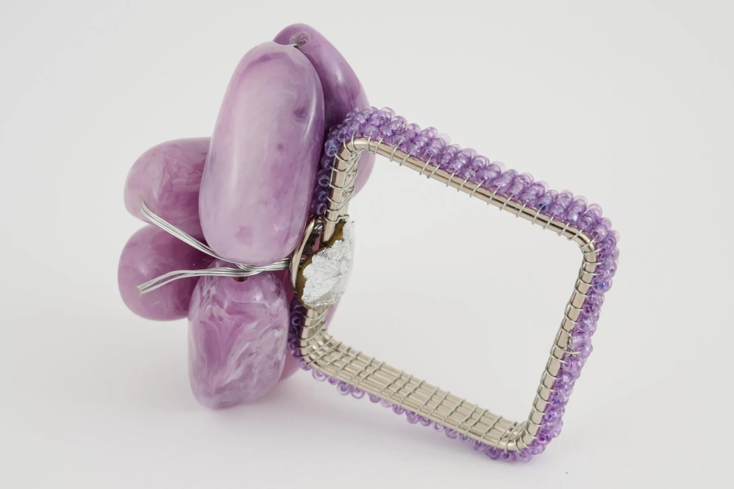 Flamant Naoh, Rond De Serviette, Perles, Violet