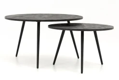 Flamant Robyn, Table Basse, Teck Recupere, Ronde, Ensemble De 2 Online