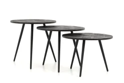 Flamant Robyn, Table D'Appoint, Teck Recupere, Ronde, Ensemble De 3 Hot