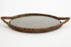 Flamant Togo, Plateau, Rond, Avec Verre, Reed Discount