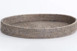 Flamant Togo, Plateau, Rond, Roseau, Gris, 48Cm