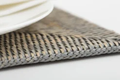 Flamant Togo, Set De Table, Roseau, Gris, Rectangulaire Clearance