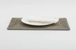 Flamant Togo, Set De Table, Roseau, Gris, Rectangulaire Clearance