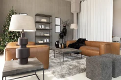 Flamant Urban, Table D'Appoint, Chene Et Metal, Marron Fonce